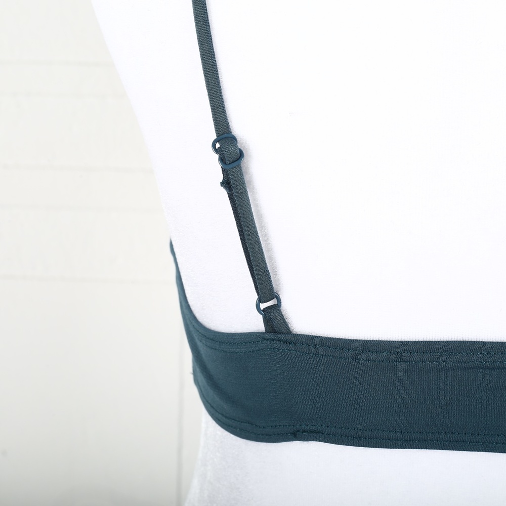 By Together Dark Blue Green Tie Front Bralette - Picture 7 of 8